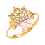 14K 3C 15 Years CZ Crown Ring- RG1902-Joyeria Oro Fino 14K