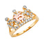 14K 3C 15 Years CZ Crown Ring - RG2680-Joyeria Oro Fino 14K