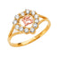 14K 3C 15 Years CZ Heart Ring- RG2683