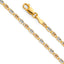 14k Tri Color Gold Solid 2.1mm Star/Edge Diamond Cut Valentino Chain with Lobster Claw Clasp CH114-Joyeria Oro Fino 14K