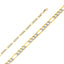 14K Two Tone Gold Solid 4.6mm Figaro White Pave Light Chain CH119-Joyeria Oro Fino 14K