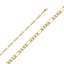 14K Two Tone Gold Solid 3.9mm Figaro White Pave Light Chain CH120-Joyeria Oro Fino 14K