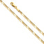 14K Yellow Gold Solid 3.1mm Figaro Chain CH293-Joyeria Oro Fino 14K