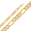 14K Two Tone Gold Solid 9.5mm Figaro White Pave Chain CH298-Joyeria Oro Fino 14K