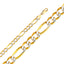 14K Two Tone Gold Solid 8.6mm Figaro White Pave Chain CH299-Joyeria Oro Fino 14K