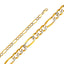 14K Two Tone Gold Solid 6.9mm Figaro White Pave Chain CH300-Joyeria Oro Fino 14K