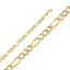 14K Two Tone Gold Solid 6.0mm Figaro White Pave Chain CH301-Joyeria Oro Fino 14K