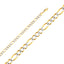 14K Two Tone Gold Solid 5.6mm Figaro White Pave Open Light Chain CH306-Joyeria Oro Fino 14K