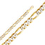 14K Two Tone Gold Solid 11.3mm Figaro 3+1 White Pave Chain CH309-Joyeria Oro Fino 14K