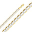 14K Two Tone Gold Solid 7.7mm Flat Mariner White Pave Chain-Joyeria Oro Fino 14K