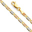 14K REAL Tri Color Gold Solid 3.3mm Star Chain Necklace with Lobster Claw Clasp CH376-Joyeria Oro Fino 14K