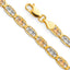 14K Tri Color Gold Solid 4.2mm Star/Edge Diamond Cut Valentino Chain with Lobster Claw Clasp CH378-Joyeria Oro Fino 14K