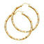 14K REAL Tri Color Gold 3mm Thickness Hinged Diamond Cut Hoop Earrings - 6 Different Size Available-Joyeria Oro Fino 14K