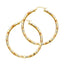 14K REAL Tri Color Gold 3mm Thickness Hinged Diamond Cut Hoop Earrings - 6 Different Size Available-Joyeria Oro Fino 14K