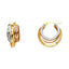 14k Tri Color Gold 6mm Thickness Cubic Zirconia Channel Triple Huggie Hoop Earrings (15 x 15 mm) ER1143-Joyeria Oro Fino 14K