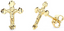 14k Yellow Gold Crucifix Stud Earrings (8 x 11 mm) ER1197-Joyeria Oro Fino 14K