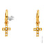 14KY CZ Hanging Huggies Earrings ER1272-Joyeria Oro Fino 14K