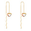 14k Tri Color Gold Heart Front & Back Dangle Hanging Earrings ER1593-Joyeria Oro Fino 14K