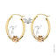 14k 3C Oval Hoop Earring with Flower and Dolphin ER592-Joyeria Oro Fino 14K