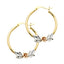 14k Tri Color Gold 2.5mm Thickness Fancy Flower Hoop Earrings (3 Sizes Available)-Joyeria Oro Fino 14K