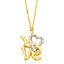 14k Gold 2 Tone Love Necklace 17"+1" NK145-Joyeria Oro Fino 14K