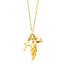 14k Gold Cross+Heart+Wing Necklace 17"+1" NK152-Joyeria Oro Fino 14K