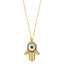 14k CZ Evil Eye Hamsa Necklace NK227-Joyeria Oro Fino 14K