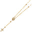 14k CZ 3mm Moon Ball Rosary Necklace NK241-Joyeria Oro Fino 14K