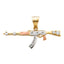 14k REAL Tri Color Gold CZ Rifle Gun Charm Pendant-Joyeria Oro Fino 14K