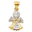 14k REAL Tri Color Gold CZ Cupid Charm Pendant PT1560-Joyeria Oro Fino 14K