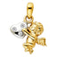 14k REAL Tri Color Gold CZ Cupid Charm Pendant PT1561-Joyeria Oro Fino 14K