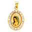 14k Gold CZ Virgen de Guadalupe Picture Charm Pendant PT202-Joyeria Oro Fino 14K