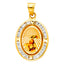 14k Yellow Gold CZ Baptism Picture Charm Pendant PT204-Joyeria Oro Fino 14K