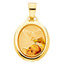 14k Yellow Gold CZ Baptism Enamel Picture Religious Charm Pendant PT216-Joyeria Oro Fino 14K