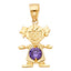 14KY Gold January - December Birthstone CZ Girl Pendant PT660-Joyeria Oro Fino 14K