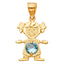 14KY Gold January - December Birthstone CZ Girl Pendant PT660-Joyeria Oro Fino 14K