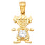 14KY Gold January - December Birthstone CZ Girl Pendant PT660-Joyeria Oro Fino 14K