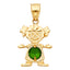 14KY Gold January - December Birthstone CZ Girl Pendant PT660-Joyeria Oro Fino 14K