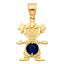 14KY Gold January - December Birthstone CZ Girl Pendant PT660-Joyeria Oro Fino 14K