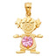 14KY Gold January - December Birthstone CZ Girl Pendant PT660-Joyeria Oro Fino 14K