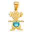 14KY Gold January - December Birthstone CZ Girl Pendant PT660-Joyeria Oro Fino 14K