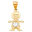 14KY Gold January - December Birthstone CZ Boy Pendant PT661-Joyeria Oro Fino 14K