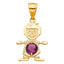 14KY Gold January - December Birthstone CZ Boy Pendant PT661-Joyeria Oro Fino 14K