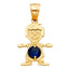 14KY Gold January - December Birthstone CZ Boy Pendant PT661-Joyeria Oro Fino 14K