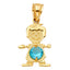 14KY Gold January - December Birthstone CZ Boy Pendant PT661-Joyeria Oro Fino 14K