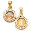 14k Tri Color Gold Religious CZ Our Lady of Guadalupe & Baptism Double Sided Charm Pendant PT765-Joyeria Oro Fino 14K