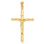 14k Yellow Gold Religious Jesus Cross Charm Pendant-Joyeria Oro Fino 14K