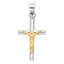 14k Two Tone Gold Religious Jesus Cross Charm Pendant 0.8g PT844-Joyeria Oro Fino 14K