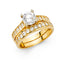 14k Yellow OR White Gold Solid Wedding Engagement Ring and Wedding Band 2 Piece Set RG1084, RG1085-Joyeria Oro Fino 14K