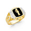 14k Gold Natural Onyx Santa Muerte Men's Ring RG1528-Joyeria Oro Fino 14K